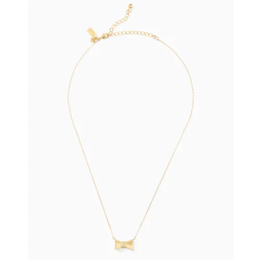 KATE SPADE Bow Gold Mini Pendant Adjustable Chain Necklace NEW - Picture 2 of 4